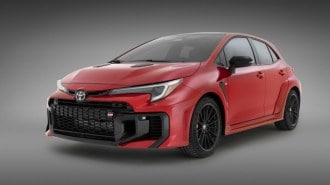 The 2025 Toyota GR Corolla seen from a front quarter angle
