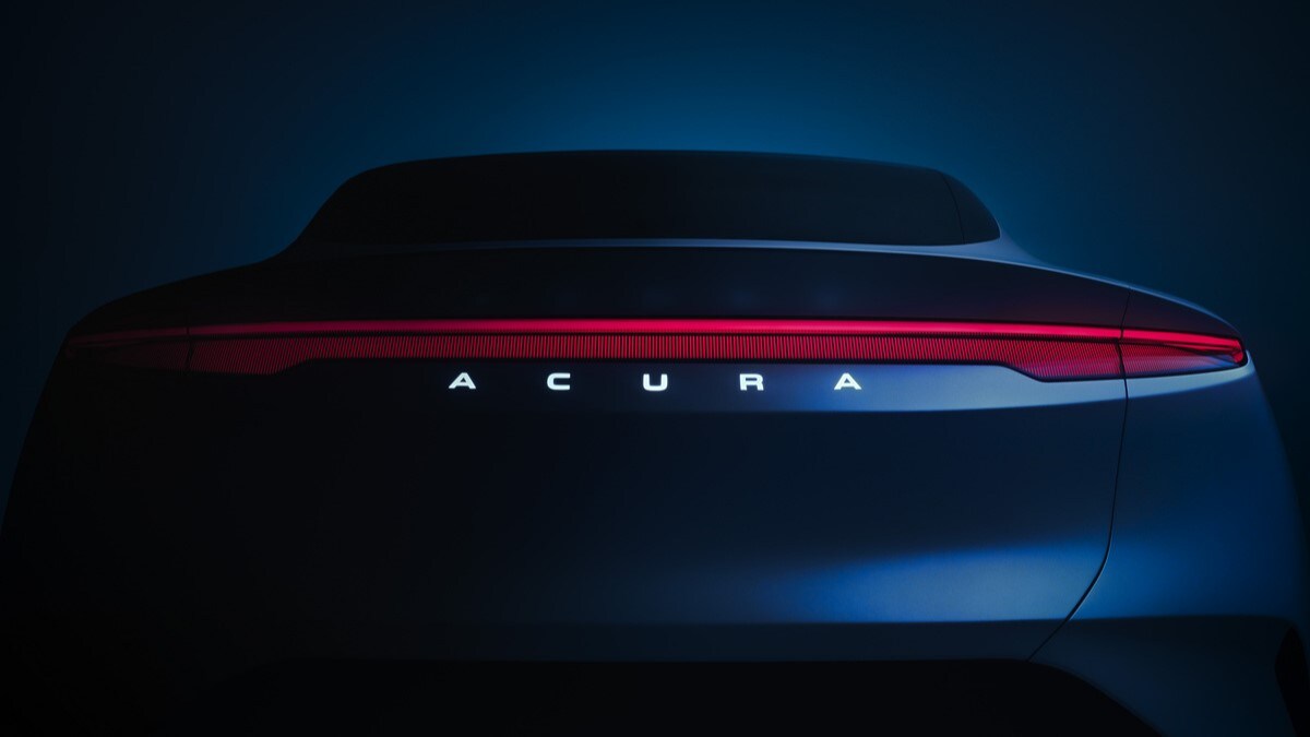 A teaser photo showing an upcoming Acura EV concept from the rear