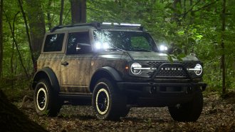 The Ford Bronco Sasquatch Searcher in the woods