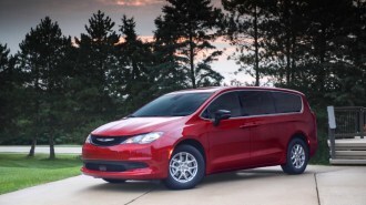 The 2025 Chrysler Voyager minivan seen from a front quarter angle