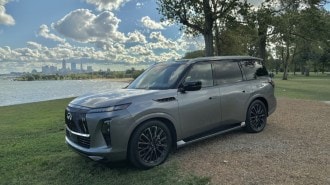 The 2025 Infiniti QX80 seen from a front quarter angle