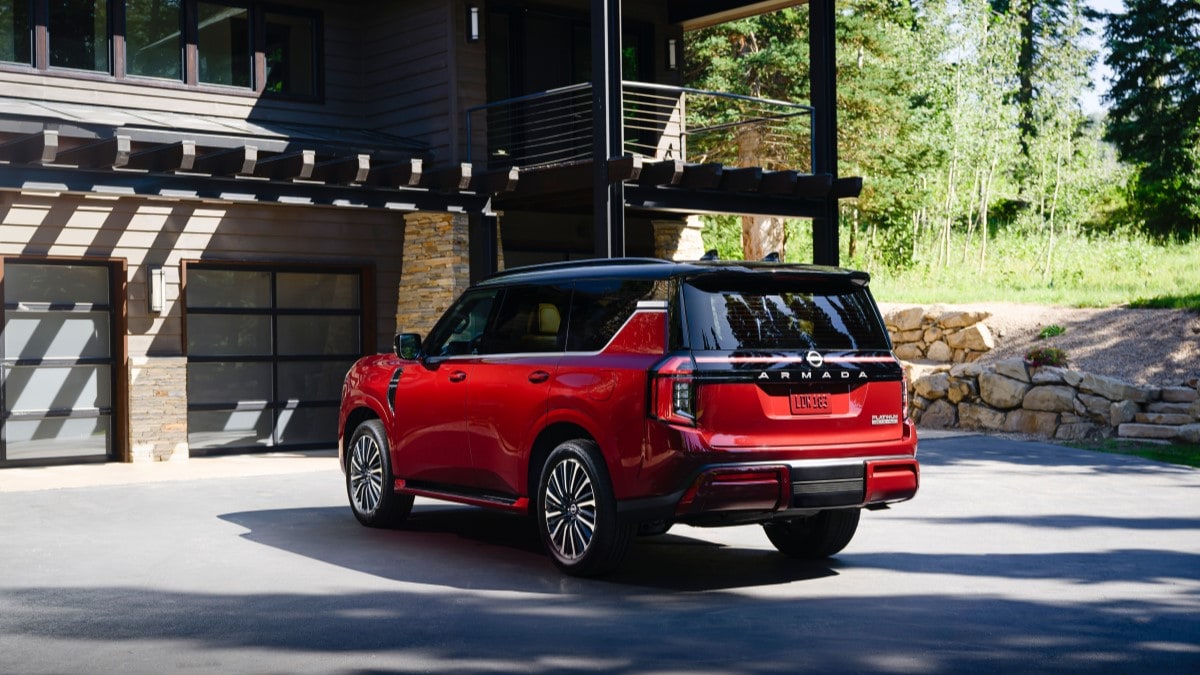 The 2025 Nissan Armada seen from a rear quarter angle