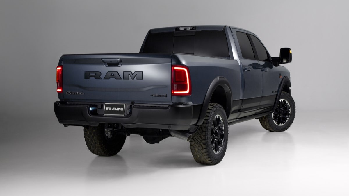 The 2025 Ram HD Rebel seen from a rear quarter angle
