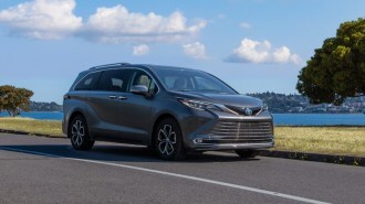 The 2025 Toyota Sienna seen from a front quarter angle