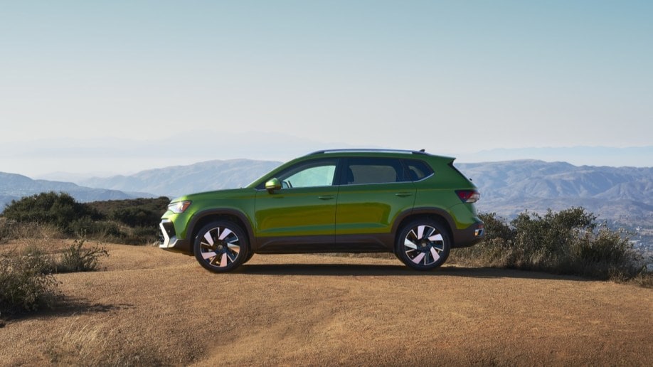 The 2025 Volkswagen Taos seen in profile