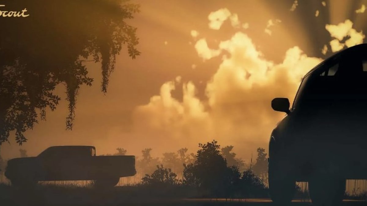 A teaser image of Scout's planned pickup truck and SUV in silhouette
