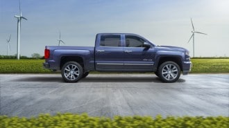 The 2018 Chevrolet Silverado seen in profile