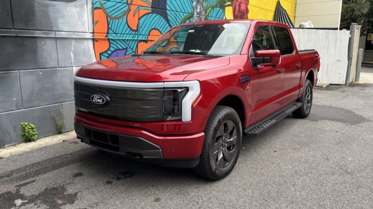 The 2024 Ford F-150 Lightning seen from a front quarter angle