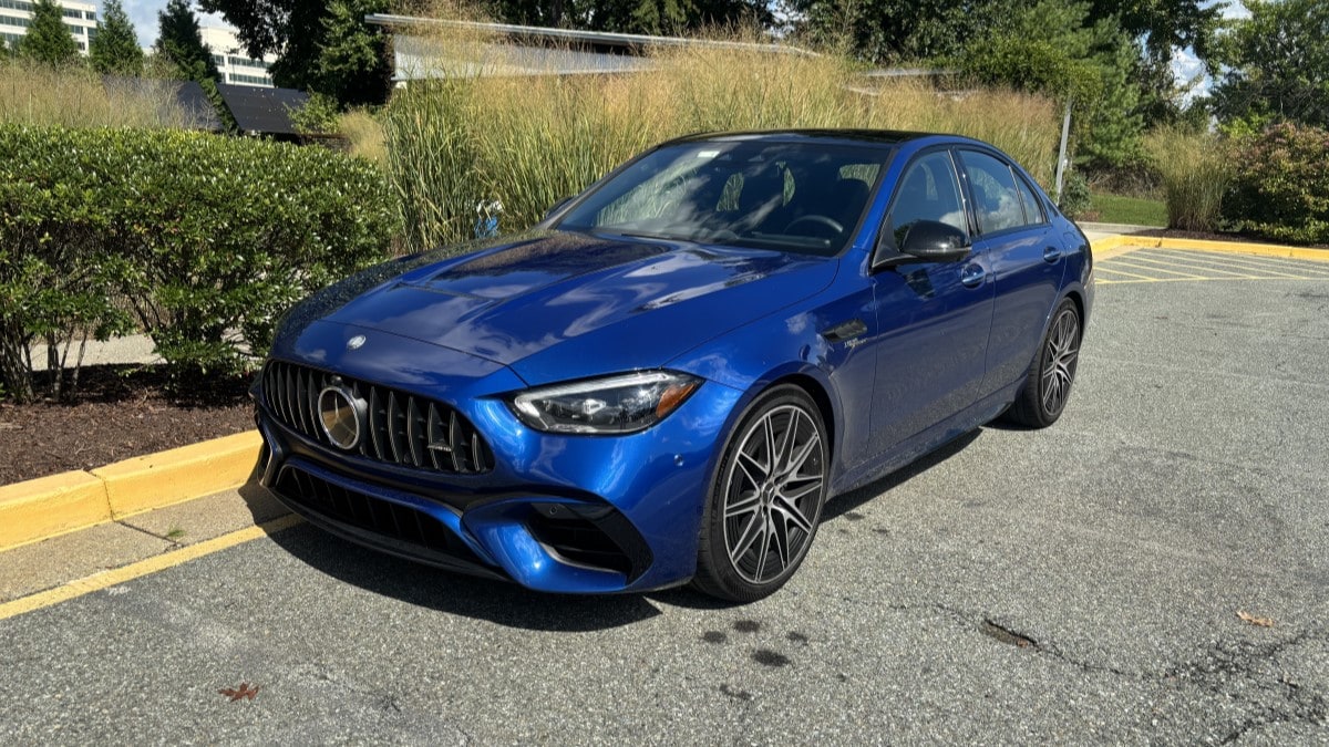 The 2024 Mercedes-AMG S E Performance sedan seen from a front quarter angle