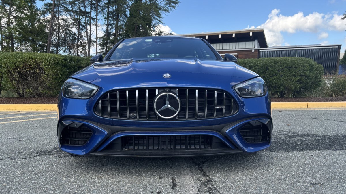 The 2024 Mercedes-AMG S E Performance sedan seen from head on
