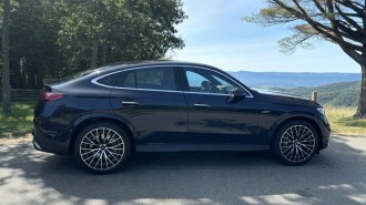 The 2024 Mercedes-AMG GLC 43 Coupe seen in profile