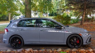The 2025 Volkswagen Golf GTI seen in profile