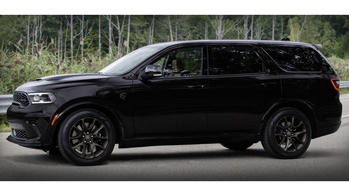 The 2025 Dodge Durango SRT Hellcat Brass Monkey seen in profile
