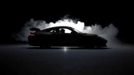 A teaser photo Porsche released, perhaps showing the 2025 Porsche 911 GT3