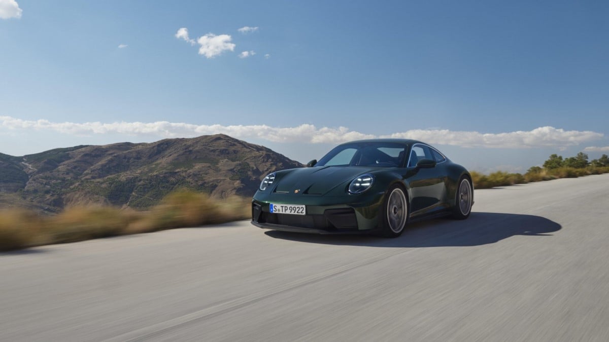 The 2025 Porsche 911 GT3 Touring seen from a front quarter angle