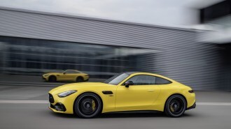 The 2025 Mercedes-AMG GT 43 seen in profile