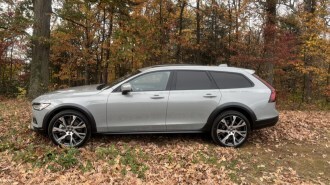 The The 2025 Volvo V90 Cross Country seen in profile