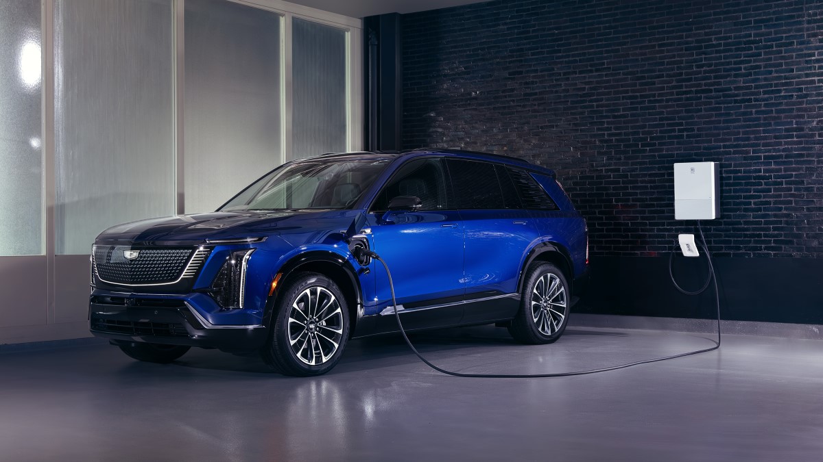 The 2026 Cadillac Vistiq plugged in to charge