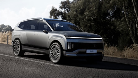 The 2026 Hyundai Ioniq 9 seen from a front quarter angle