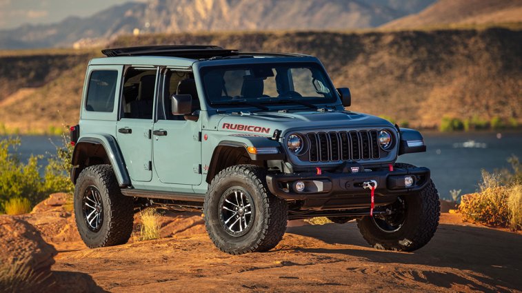 2025 Jeep Wrangler driving in the desert.