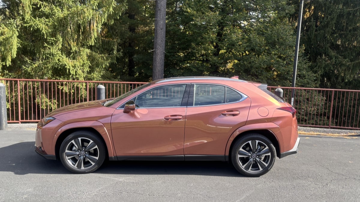 The 2025 Lexus UX300h seen in profile
