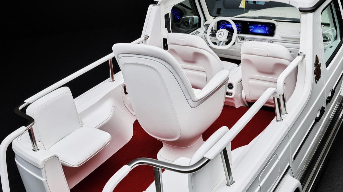 The interior of the new all-electric Popemobile