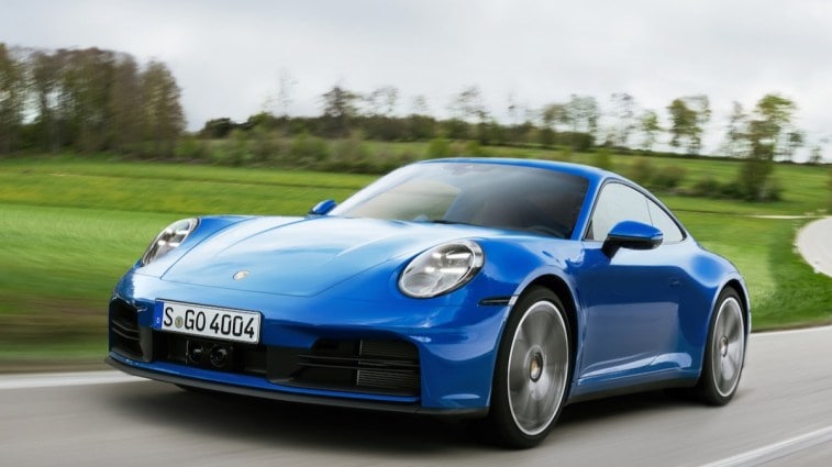 The 2025 Porsche 911 Carrera seen from a front quarter angle