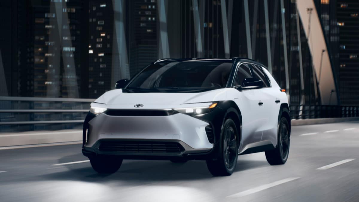 The 2025 Toyota bZ4X Nightshade Edition seen from a front quarter angle