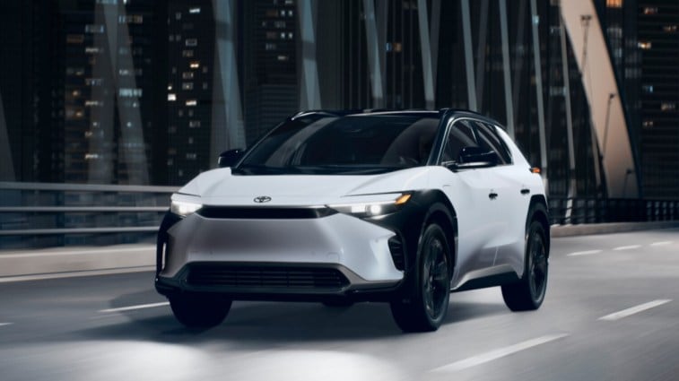 The 2025 Toyota bZ4X Nightshade Edition seen from a front quarter angle
