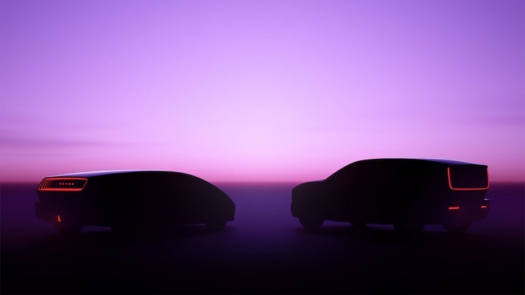 A teaser photo hinting at two new Honda 0 Series electric vehicles (EVs).