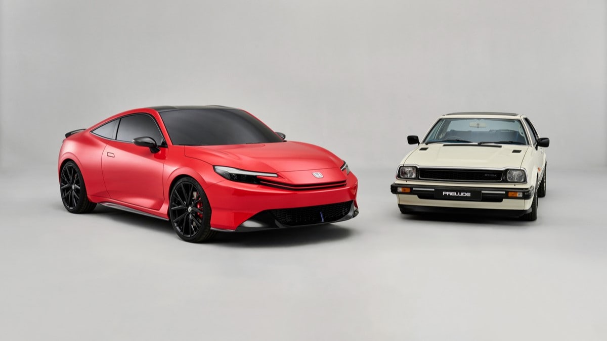 The Honda Prelude Concept alongside a first-generation Prelude