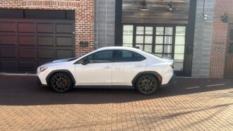 The 2025 Subaru WRX tS seen in profile