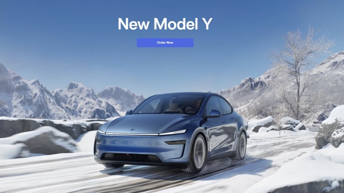 The updated Tesla Model Y in a screenshot from the company's Chinese sales site
