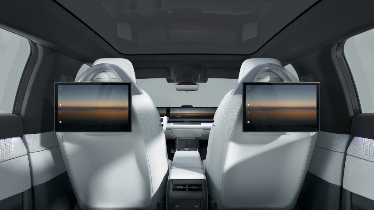 The rear seats of the 2026 Sony Honda Mobility Afeela 1