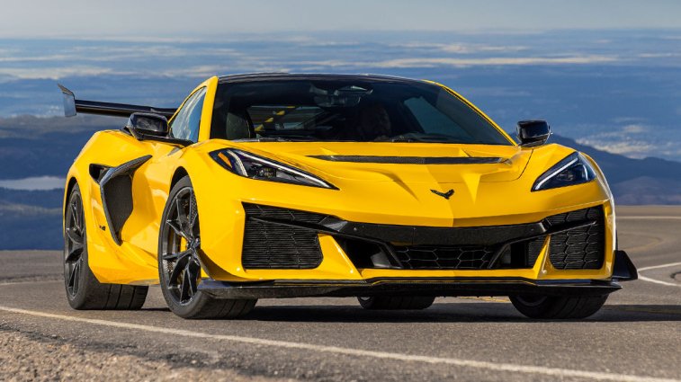 The 2025 Chevrolet Corvette ZR1 on the track.