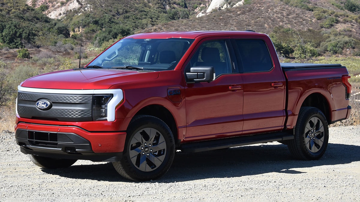 2025 Ford F-150 Lightning in red