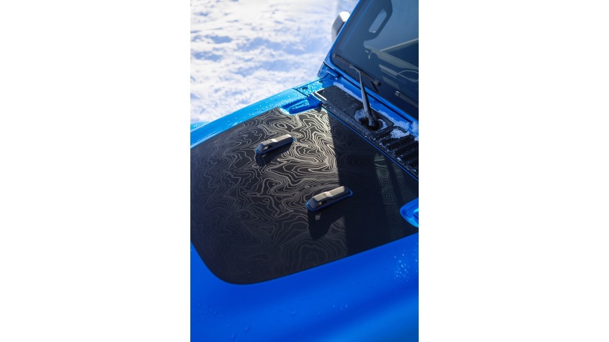 The 2025 Jeep Wrangler 4xe Backcountry's hood decal