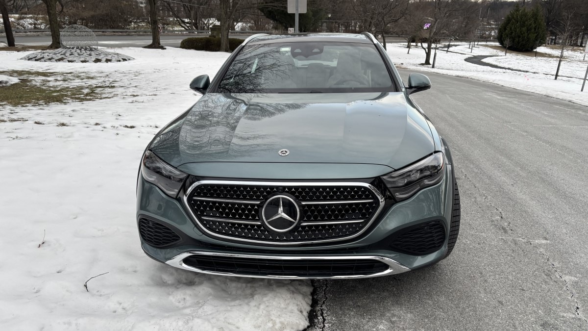 The 2025 Mercedes-Benz E-Class All-Terrain seen from head on