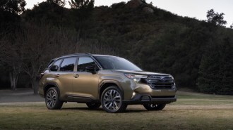 The 2025 Subaru Forester Hybrid seen from a front quarter angle