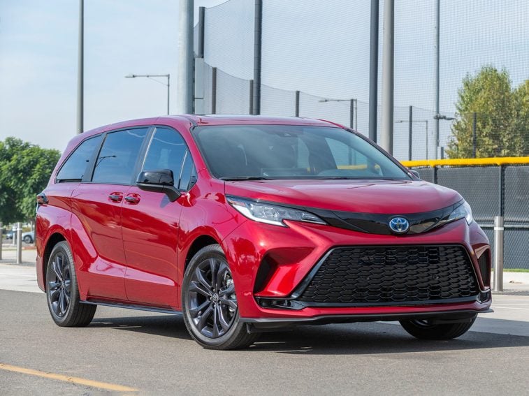 2025 Toyota Sienna in red.