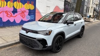 The 2025 Volkswagen Taos seen from a front quarter angle