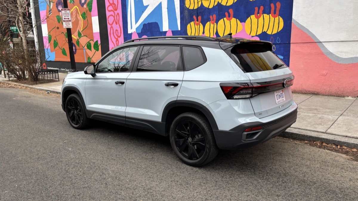 The 2025 Volkswagen Taos seen from a rear quarter angle