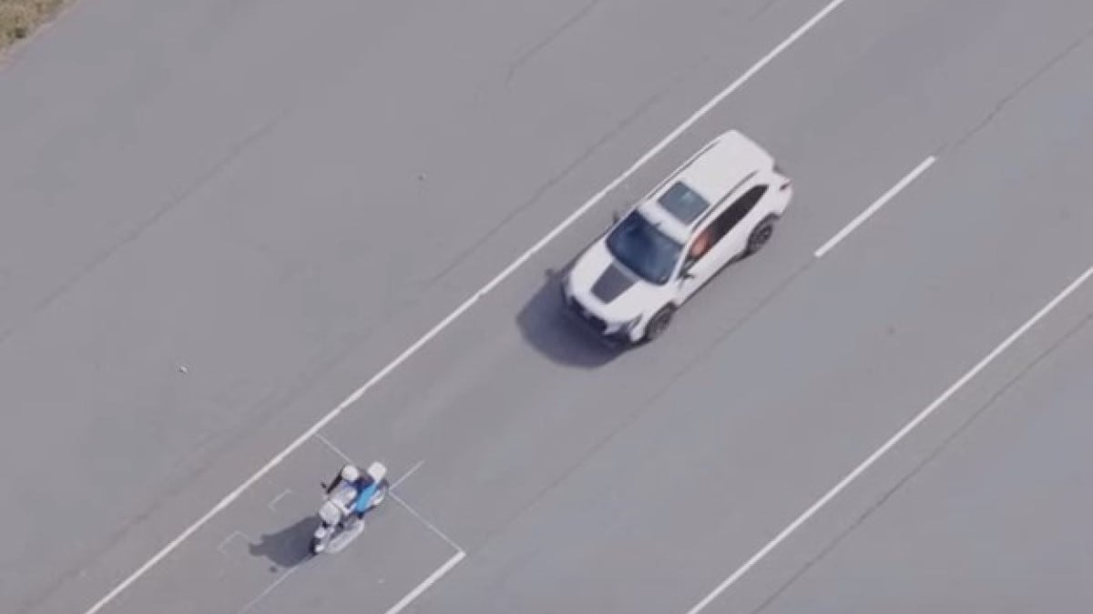 An Insurance Institute for Highway Safety test of an automatic emergency braking system