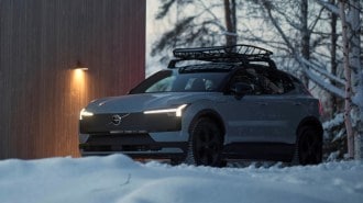 The Volvo EX30 Cross Country seen from a front quarter angle
