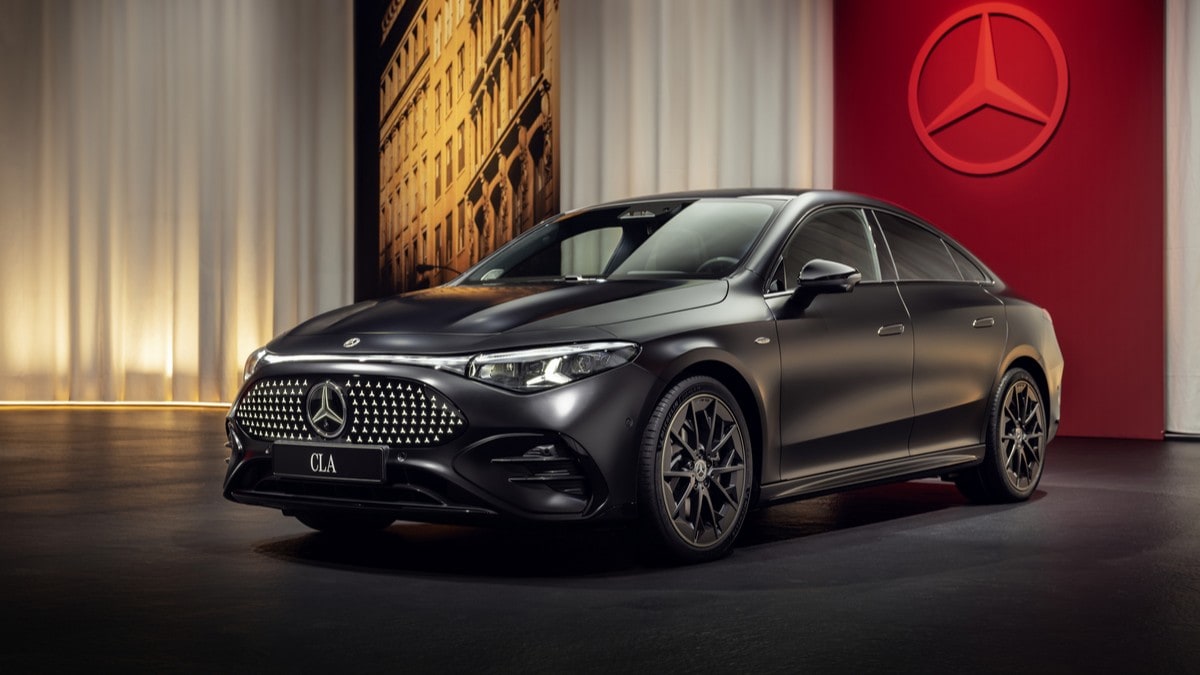 The 2026 Mercedes-Benz CLA seen from a front quarter angle