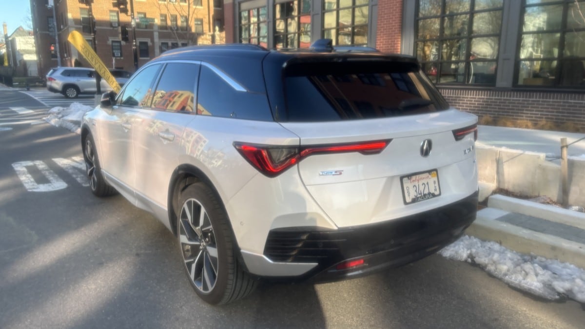 The 2025 Acura ZDX seen from a rear quarter angle