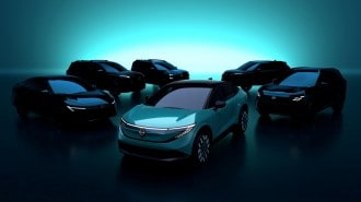 A teaser photo showing six planned Nissan models