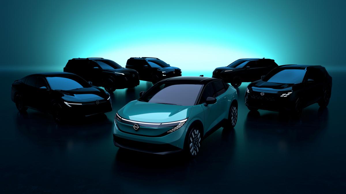 A teaser photo showing six planned Nissan models