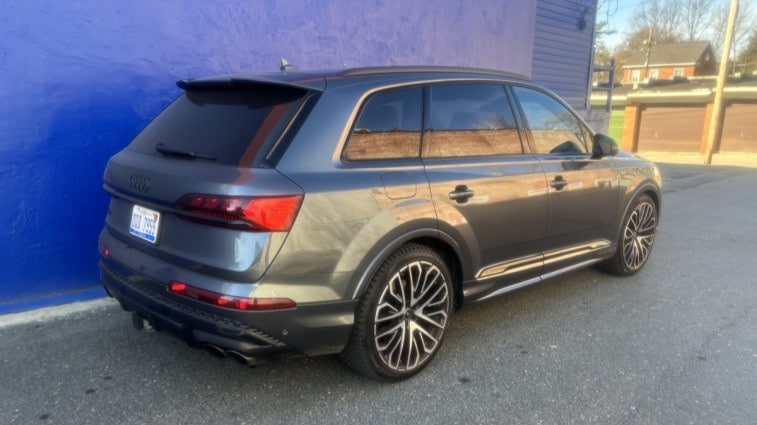 The 2025 Audi SQ7 seen from a rear quarter angle