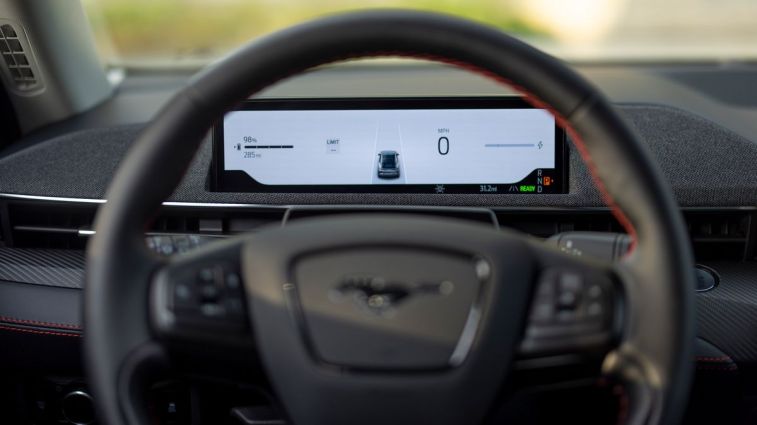 2025 Ford Mustang Mach-E Premium Sport Appearance Package driver information screen.